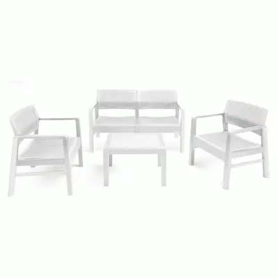 Rattan Effect Garden Furniture Sofa Arm Chair without Cushions & Side Table 5