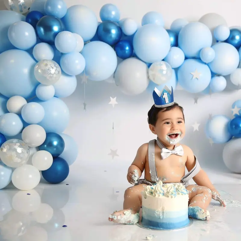 Balloons 50 Pcs, Beautiful 10 inches Latex Balloons, Party Balloons, Wedding Balloons for Decoration, Perfect for YOUR beautiful Parties, Birthdays (Blue White & Silver Confetti-Confetti Pcs) 3