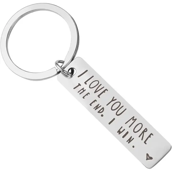 Couples Keychain I Love You More The End I Win Keyring Gifts for Boyfriend Girlfriend Husband Wife Keychains Gifts for Him Her Birthday Anniversary Valentine's Day