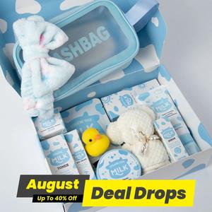 Moisturizing Milk Skincare Set, 13pcs/set Including Facial Cleanser, Sun Cream, Scrub, Toner, Hydrating Eye Cream, Face Moisturizer, Makeup Bag, Hair Clip, Moisture Face Mask, Headband, Gift, Skin Rejuvenating Set, Toiletries Kit, Body Care