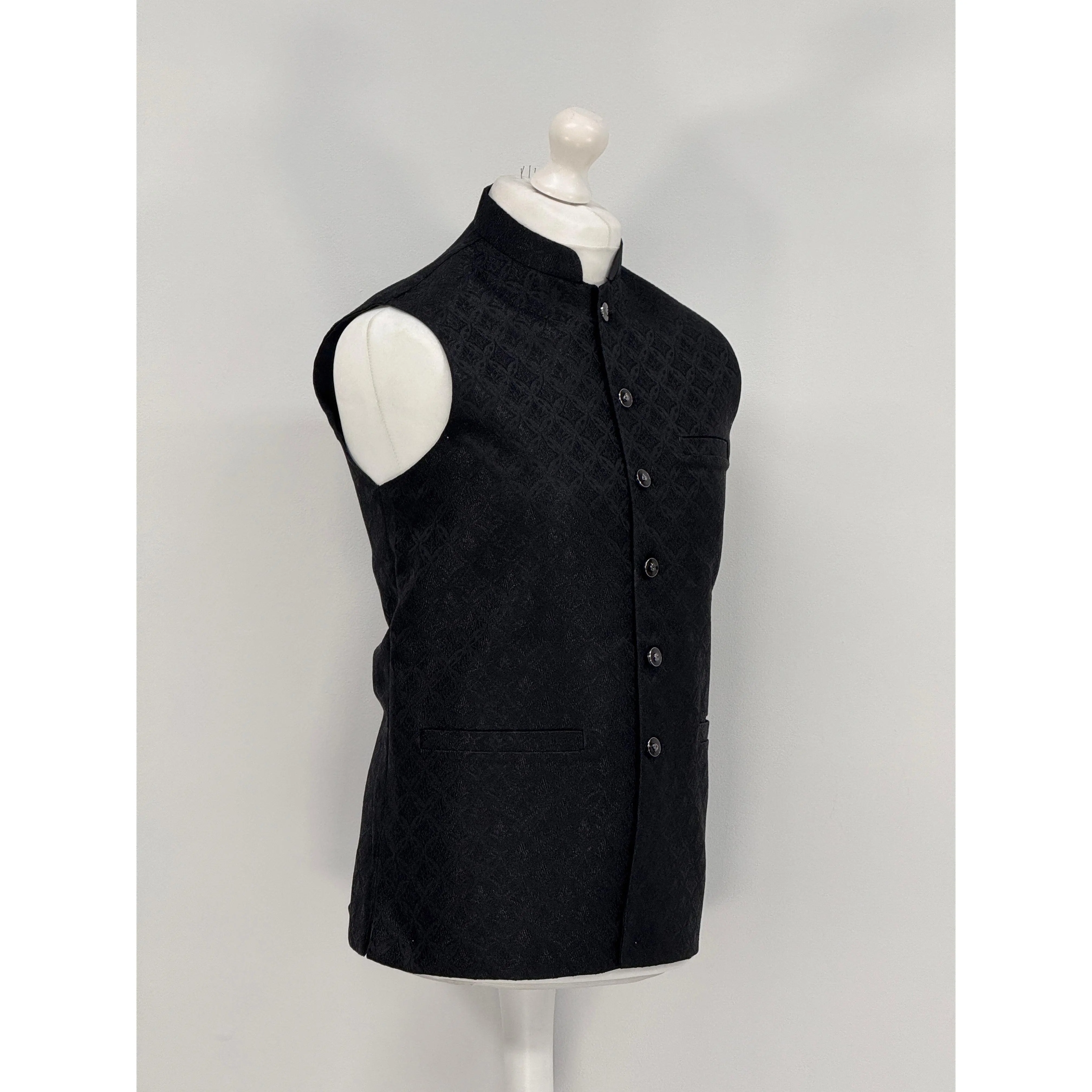 Men's Black Diamond 2 Design Jamawar Waistcoat