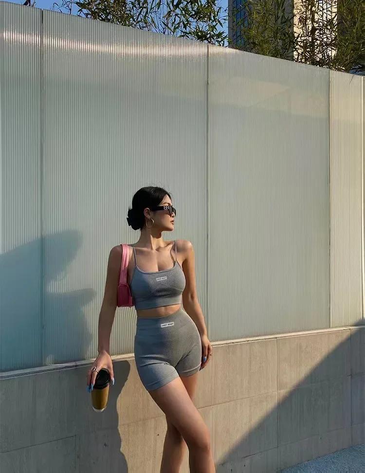 Product Introduction of Womens Intimate Sexy Bra Bustier Shorts Set Camisole Padded Tank Top Female Slim Sports Underwear Pants Suit Summer Lingerie 16