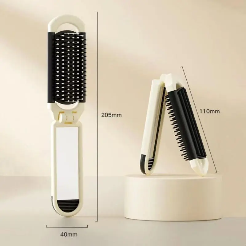 Milk white comb, air cushion comb, portable folding mini airbag comb with mirror, ladies' special mirror, all-in-one comb