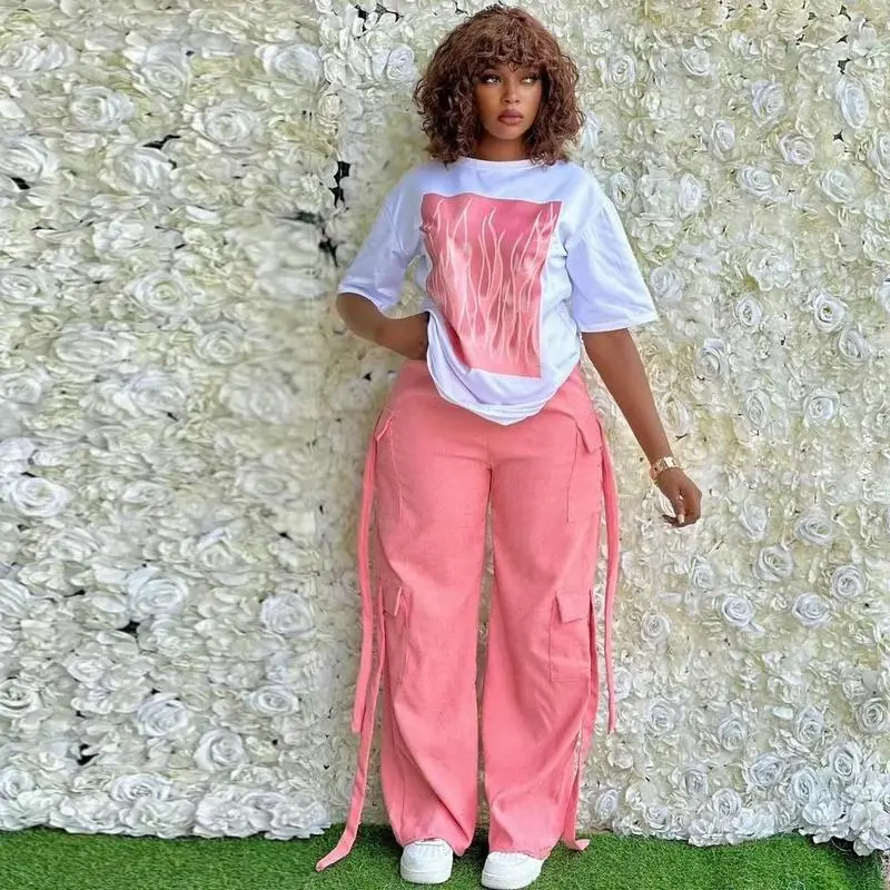 2 Piece Women Set Dashiki African ClothesSummer Spring New Fashion Short Sleeve TopAnd Pants Suit Party Lady Matching Sets 2