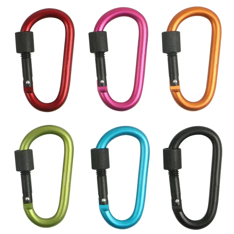 6X Heavy Duty Carabiner Clip Hook D-Ring Screw Lock Outdoor Rock Buckle Max 50KG  UK 2