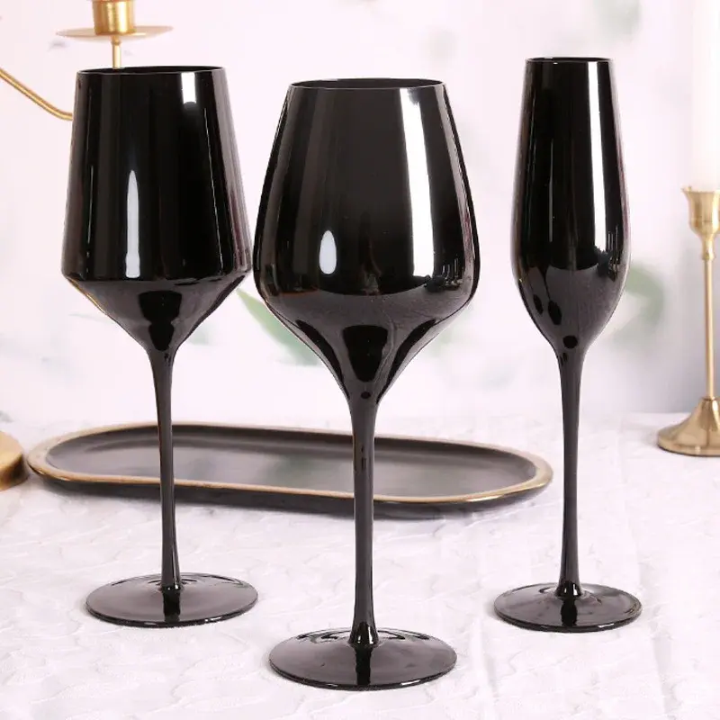 Nordic Creative Home Black Lead-Free Crystal Glass Champagne Cup Goblet Wine Glass Light Luxury Retro Multi-Purpose Wine Glasses 1