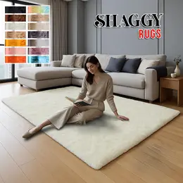 Fluffy Shaggy Area Rugs for Living Room & Door Mats, Modern Super Soft Pile Fluffy Bedside Rugs Floor Carpet Fuzzy Soft Home Decor Bedroom Rugs fluffy rug