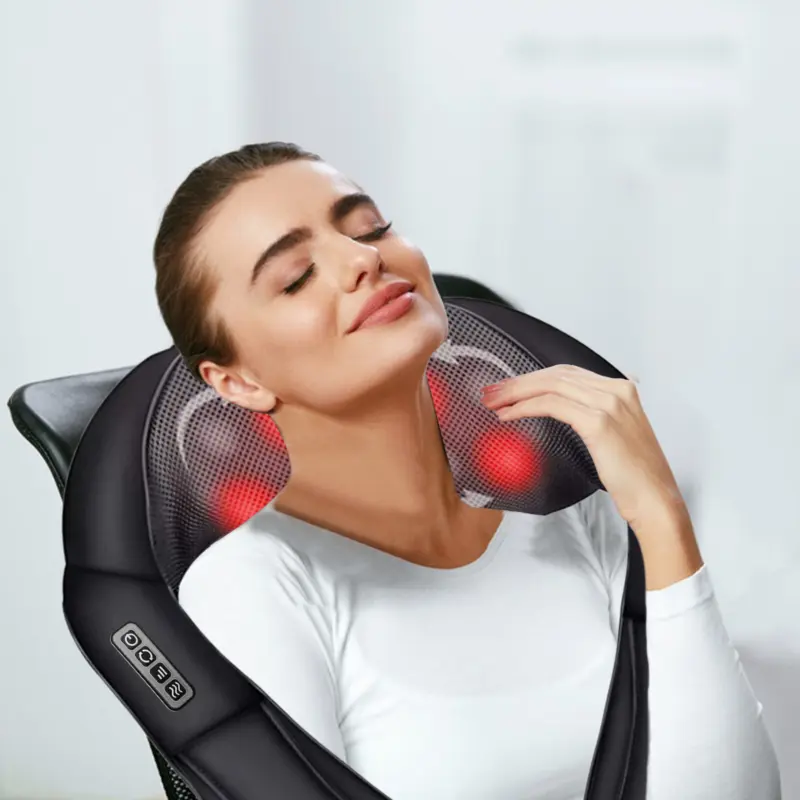 Electric Shiatsu Back Neck Shoulder Massager with Heat Kneading Body Car Home UK 4