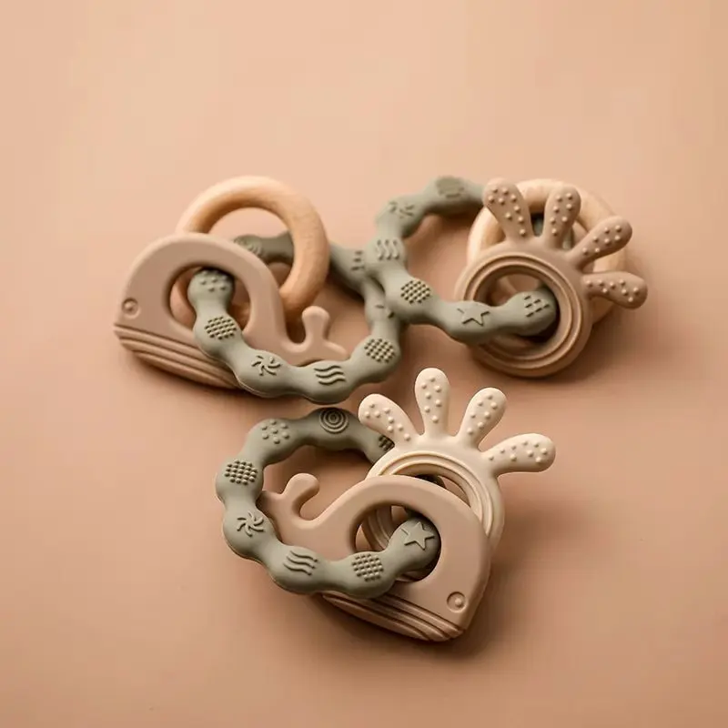 Teether Pendant Bracelet | Natural Wood Ring | Silicone Bracelet 5