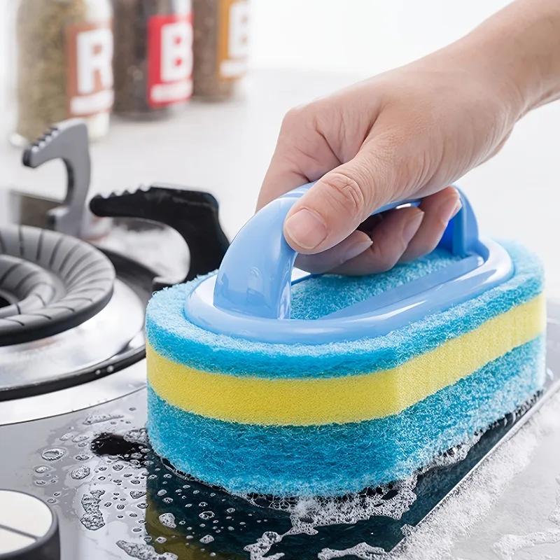 Household Cleaning Brush With Handle Dish Soap Bathroom Kitchen Tub Thicken Scrubbing Sponge Wipe Durable Tools Accessories Home 1