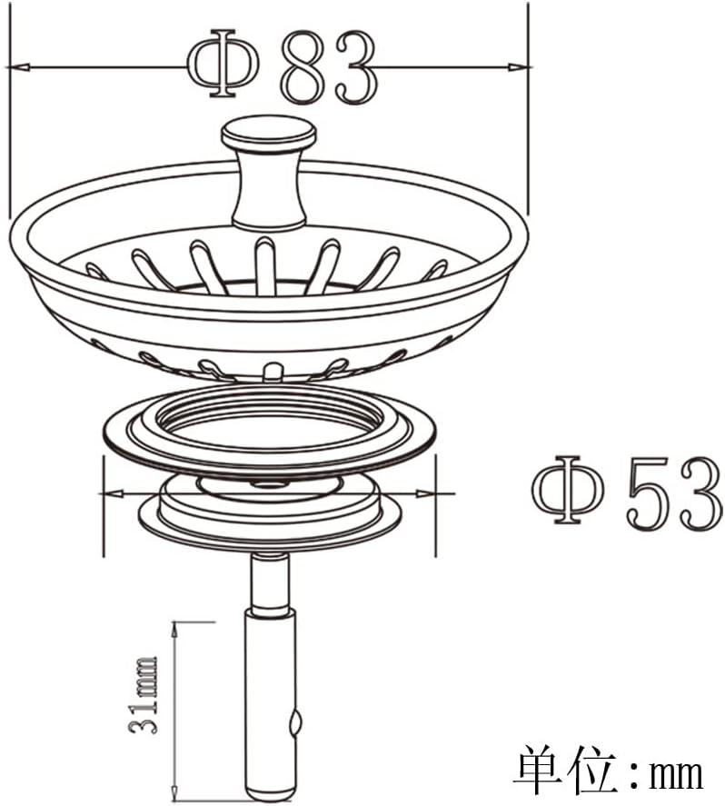 Product Introduction of Stainless Steel Kitchen Sink Drain Strainer, Waste Plug For Kitchen Sink, Uk Sink Hole Diameter 83mm 11