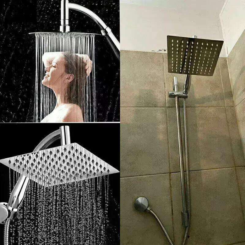 High Pressure Large Square Stainless Steel Shower Head Extension with Shower Arm