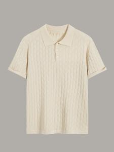 Men's Solid Color Jacquard Polo Shirt, Regular Fit Casual Short Sleeve Collared Top for Summer, Fashion Men's Clothes for Daily Wear, Tropical