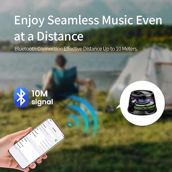 Magnetic Mini Bluetooth Speaker, G200 5W mini Speakers Wireless with Bluetooth 5.3, RGB Light, Game Mode, 7H Playtime, Portable Phone Stand for iPhone, Travel, Golf Cart - Black/Purple 3