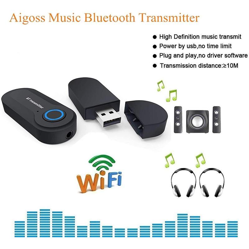 Bluetooth Transmitter Aigoss, Wireless Portable USB Transmitter, Bluetooth 4.2 f 3