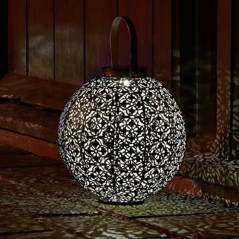 2x New Moroccan Solar Powered LED Hanging Garden Lantern Modern Garden Lighting 4
