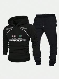 Men's Hoodie & Pants Two-Piece Set, Casual Long Sleeve Hooded Sweatshirt & Trousers for Spring & Fall, Men's Two-piece Outfits for Daily Wear