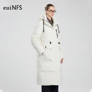 【euiNFS】Hooded Goose Down Puffer Coat with Functional Pockets and Adjustable Details【E473017】