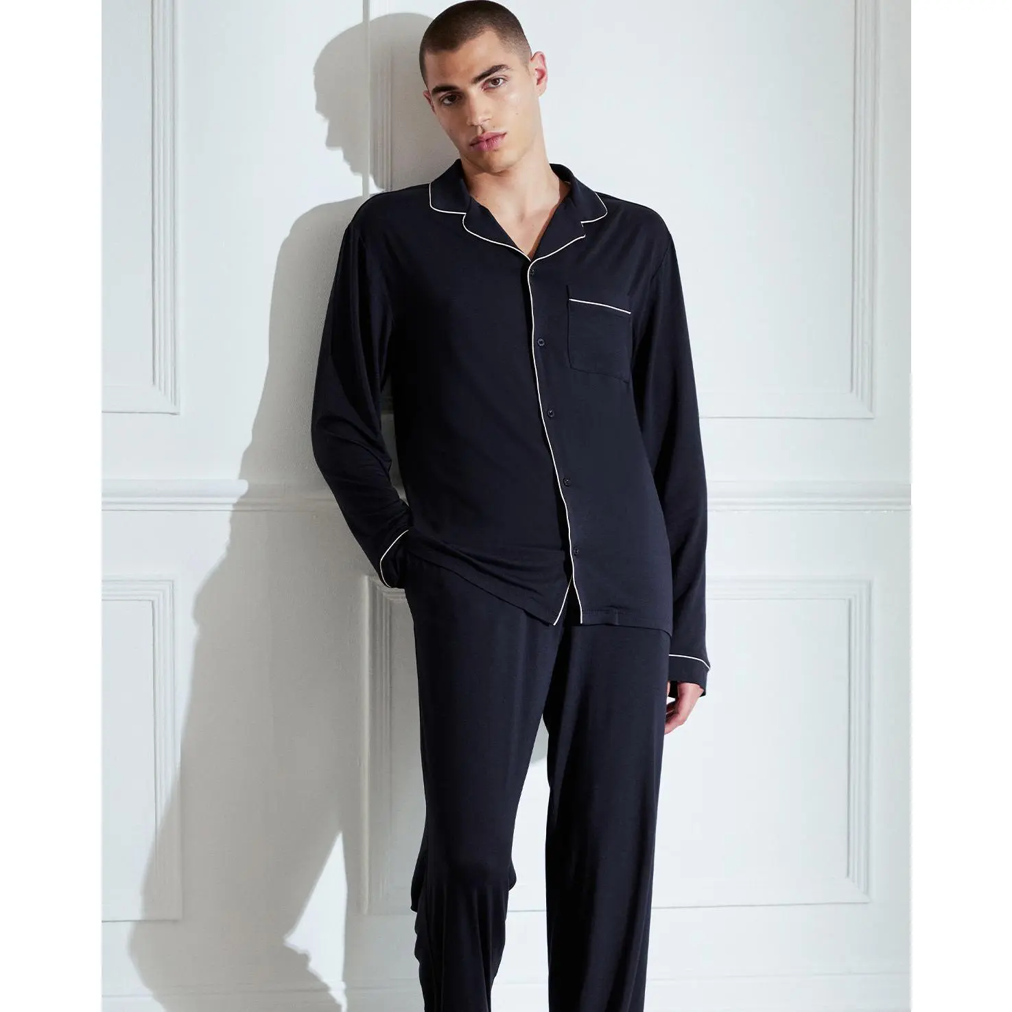 TENCEL™ Modal Long Button Up Pyjama Set - Navy