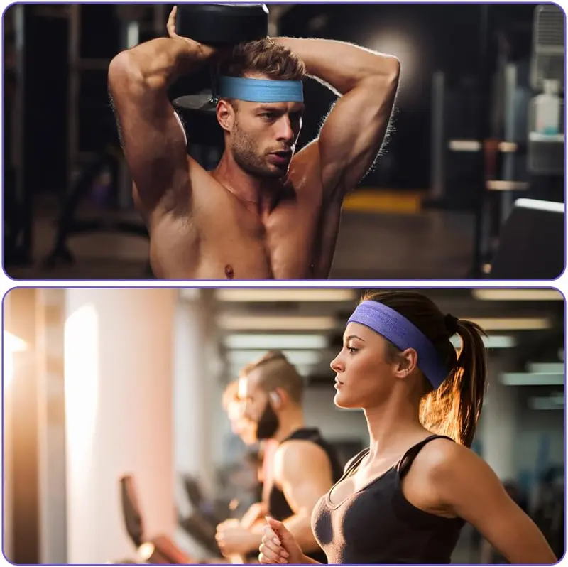4Pcs Multiple Colour Fitness Sports Headbands, Non-Slip Yoga Stretch Headbands for Women Men, Sports Headband for Workout Running Cycling Workout 5