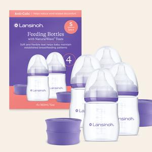 Lansinoh Pack of Feeding Bottles 160ml with NaturalWave Teat for Breastmilk or Combi Feeding