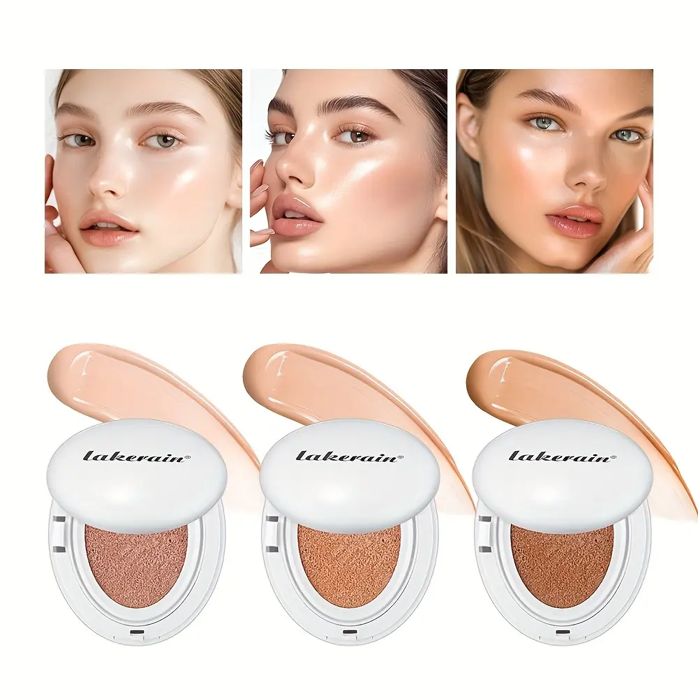 24-Hour Long Lasting Lakerain Radiant Glow Cushion Foundation - Premium, Hydrating Natural Concealer with Shimmer Finish for All Skin Tones