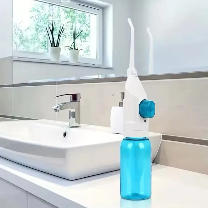 Household High Pressure Oral Irrigator Portable Teeth Clean Water Dental Floss Manual High Pressure Water Toothpick Durable Pink 1