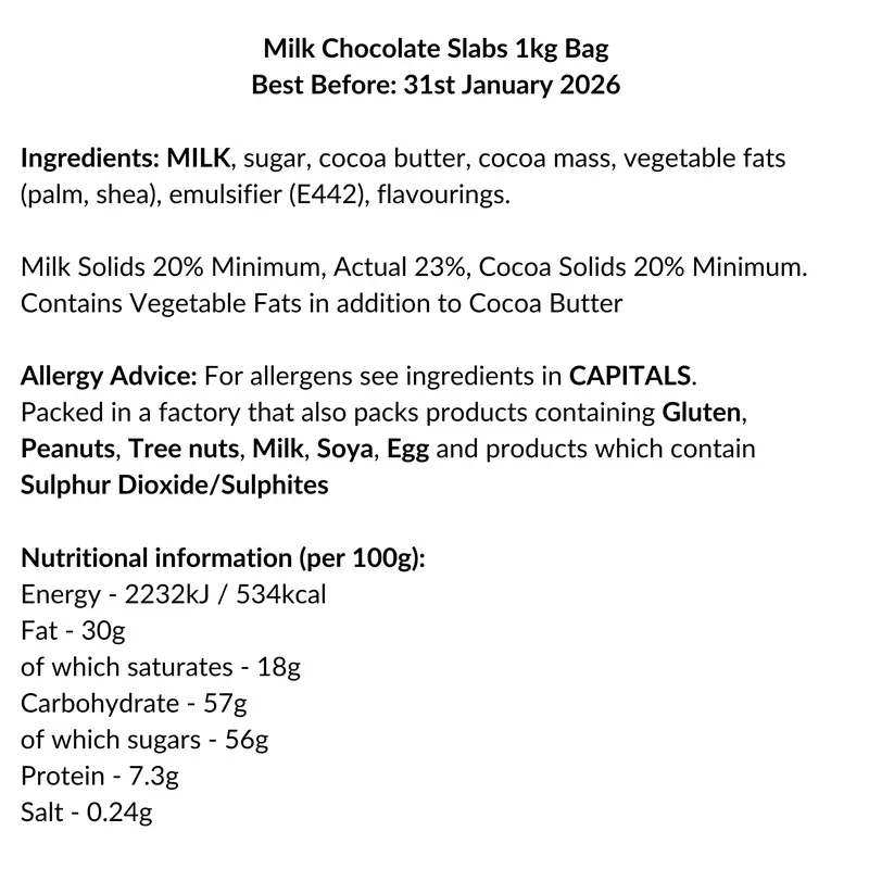 Milk Chocolate Slabs | huge 1kg bag | pieces of broken premium Easter Egg milk chocolate | best before 31 January 2026 1