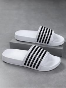 Men's Striped Pattern Slides, Casual Comfortable Home Slippers, Soft Non-slip Slippers for Indoor Outdoor Wear, Walking Shoes, Footwear, Fashionable Slippers, Breathable Slippers