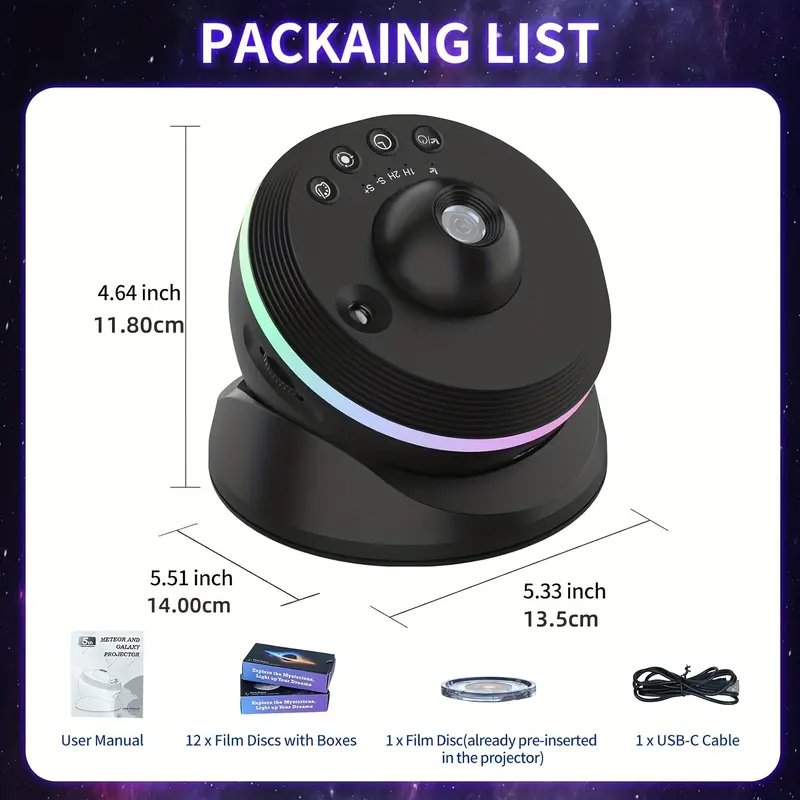 13in 1 Planetarium Galaxy Projector - Largest Coverage Area Solar System Star Projector for Bedroom Ceiling Decor with Realistic Starry Sky Night Light, Dynamic Meteor, RGB Lighting Effects, and Timer 3