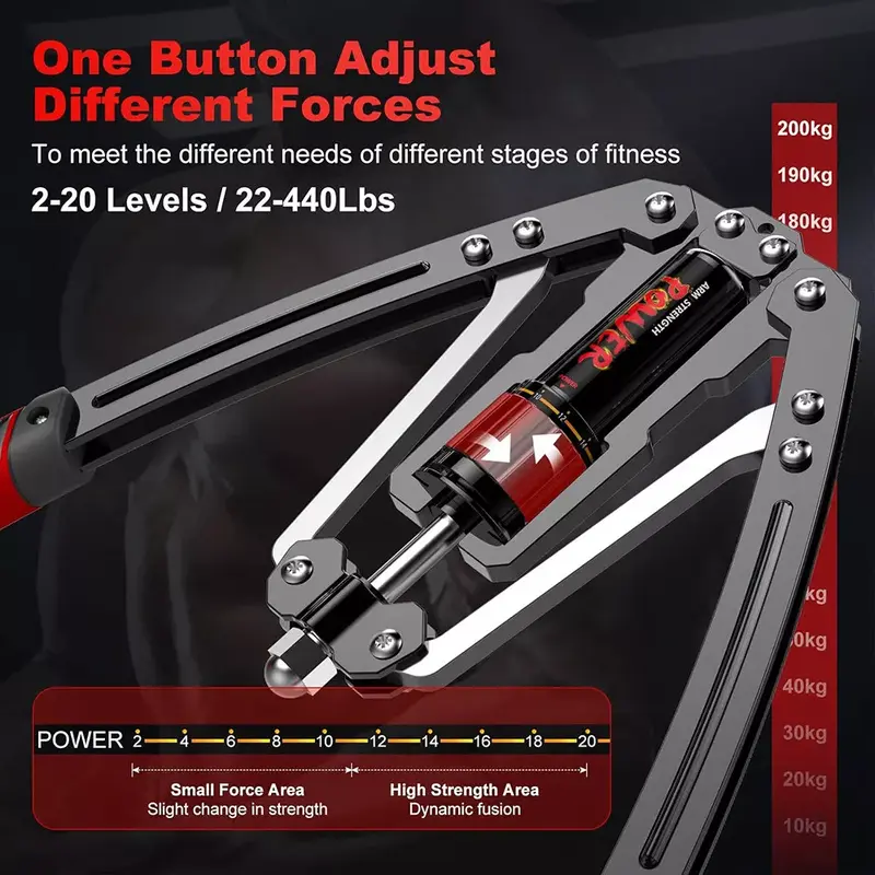 Hydraulic Chest Expander with 22-440lbs Resistance for Upper Body Exercise 6