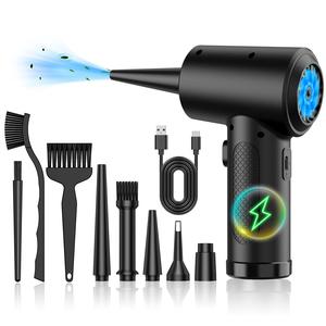 Compressed Air Duster, 1 Set 3-Gear 51000RPM Electric Air Duster, Portable 4000mAh Rechargeable Cordless Air Blower with LED Light