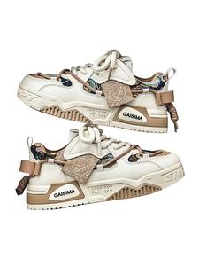 Men's Fashionable Lace Up Low Top Patched Design Sneakers, Casual Breathable Comfortable Sports Running Shoes, Athletic Shoes, Male All-match Round Toe Road Running Shoes for Daily Wear, Breathable Runner Trainers for Men