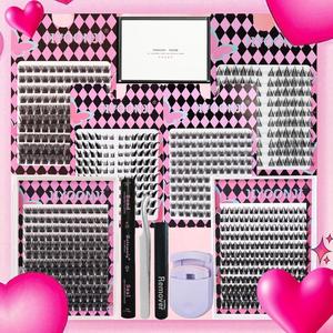 Mixed Length & Styles False Eyelashes Kit with Tools, 6 Boxes/set Natural Look Eyelash Extensions, Self Grafting Curl Eyelashes, Eye Makeup Enhancement False Eyelashes, Individual Cluster Lash, DIY Lash Kit, Cosmetic, Volume Cluster Lashes