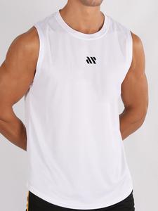 Men's Graphic Round Neck Sports Tank Top, Loose Casual Quick Drying Sleeveless Top for Gym Workout Training, Menswear for All Seasons, Training Shirt