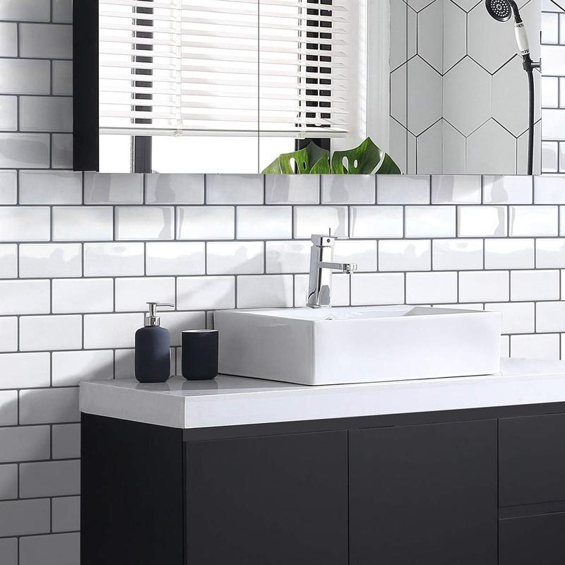 Self Adhesive 3D Tile Stickers for Kitchen Backsplash and Bathroom - Lightweight, Heat Shield, Humidity Resistant 4