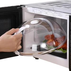 Microwave Splash Cover with Handle, 1 Count Transparent Microwave Oven Food Cover, Reusable Cooking Food Cover, Kitchen Heat Resistant Lid, Home Supplies Container, Plastic Kitchen Accessories, Kitchen Utensils Gadgets, Kitchenware, Kitchen Tools