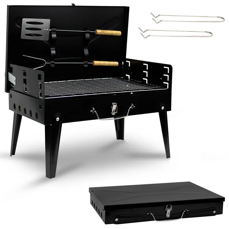 Portable Folding Charcoal BBQ Barbecue Camping Grill Travel Picnic Outdoor  UK 0