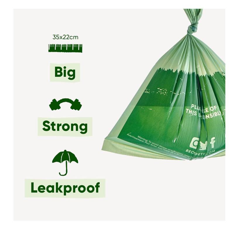 Beco Strong & Large Poop Bags - 60 Bags (4 Rolls of 15) - Unscented - Dispenser Compatible Dog Poo Bags, Multi 1
