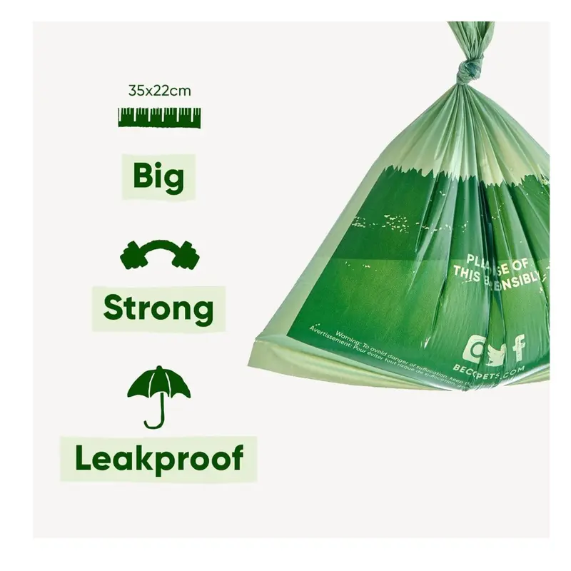 Beco Strong & Large Poop Bags - 60 Bags (4 Rolls of 15) - Unscented - Dispenser Compatible Dog Poo Bags, Multi 1