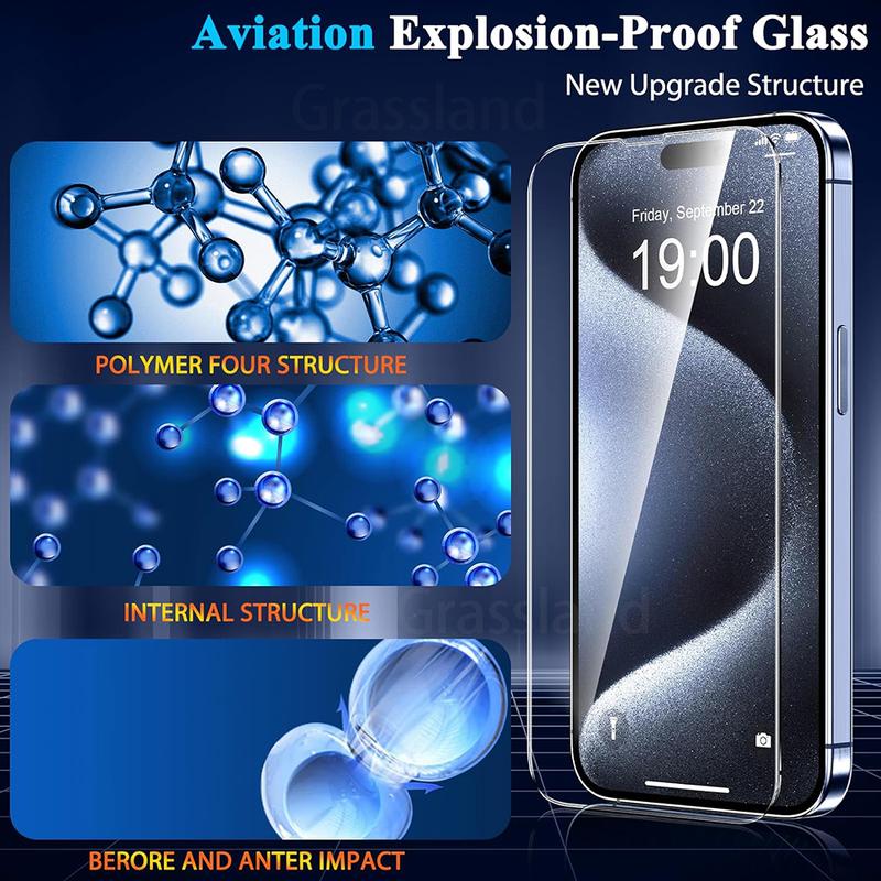 4Pcs Tempered Glass For iPhone 16 15 14 13 12 11 Pro Max Screen Protector For iPhone  XS Max XR Protective Glass Film 4