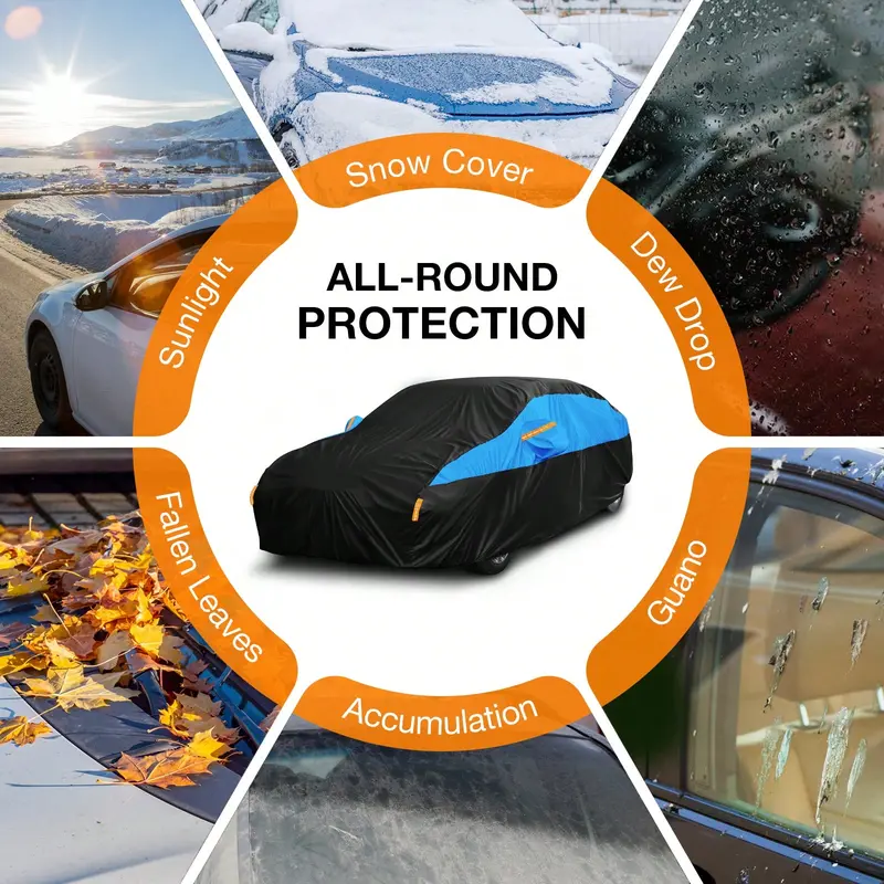 SUV Car Cover Waterproof Breathable,Outdoor Car Cover Rain Dust Sun UV Protection Cover,Universal Car Jacket Black With Blue For Saloon Length 450 To 470 Cm- Blue 8