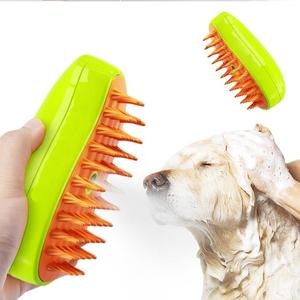 Pet Grooming Brush with Spray Port, Pet Spray Comb, Pet Bath Massage Brush, Pet Bath Scrubber Brush, Pets Shower Scrubber, Pet Hair Removal Comb, One Click Spray Pet Massage Brush for Dog & Cat