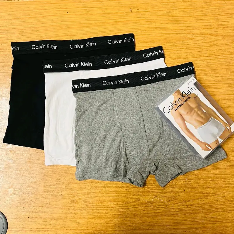 Calvin Klein Mans Grey black white boxer trunks classic fit Low Rise underwear Menswear boxers Set Plain Fashion Socks 2