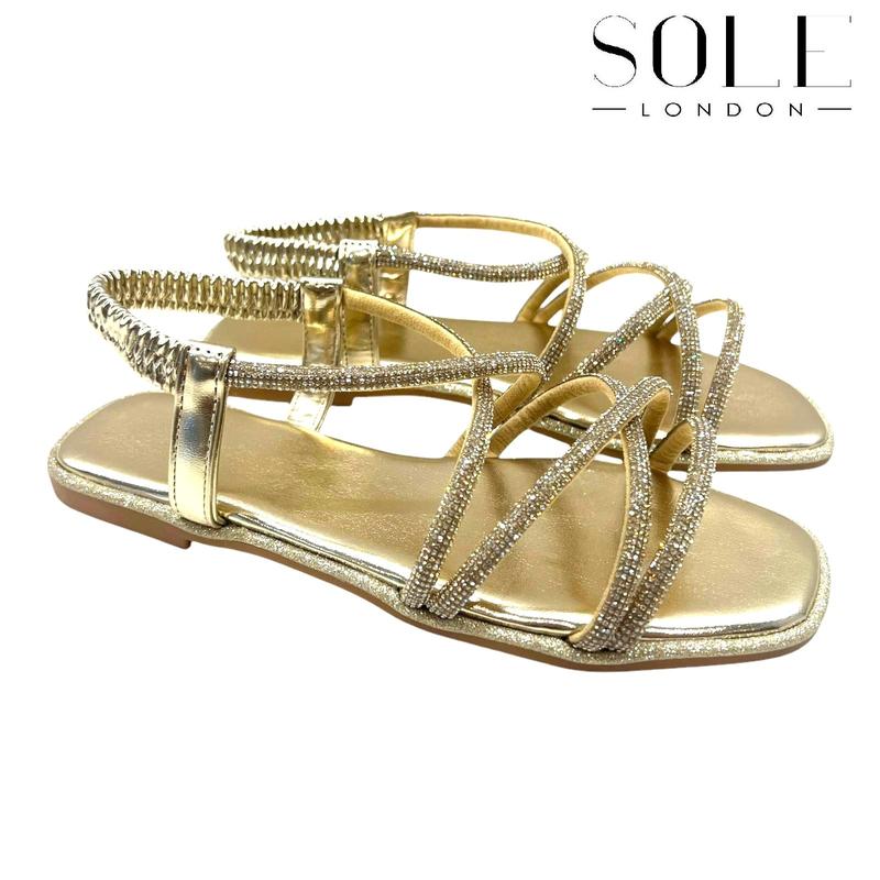Women's Diamante Slip On Sandals with Flat Heel 4