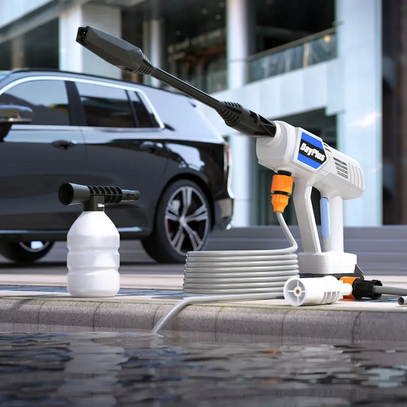 Cordless Pressure Cleaner, 2 Batteries, Portable Pressure Washer, Lightweight Cordless Jet Wash Car Washer with 1.5Ah Battery Foam Generator Nozzle Water Pump 5m Hose, for Car Fence Floor Garden Cleaning 1