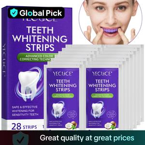Yecuce Coconut Oil & Peppermint Teeth Strips, Neutralize, Remove Stains, Sensitive Teeth Relief, 14 Sheets Pack, Cosmetic Teeth, Teeth Brightening Kit