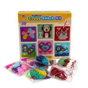 The Magic Toy Shop Kids Cross Stitch Kit - 6 in 1 Beginners Embroidery Sewing Set with 36 Threads, Plastic Needles & Boards - Kids Arts and Crafts Sets for Girls & Boys Age 6+