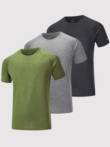 Men's Plain Round Neck Sports Tee, Quick Drying Breathable T-Shirt, Casual Sportswear Clothing for Gym Workout Running Training
