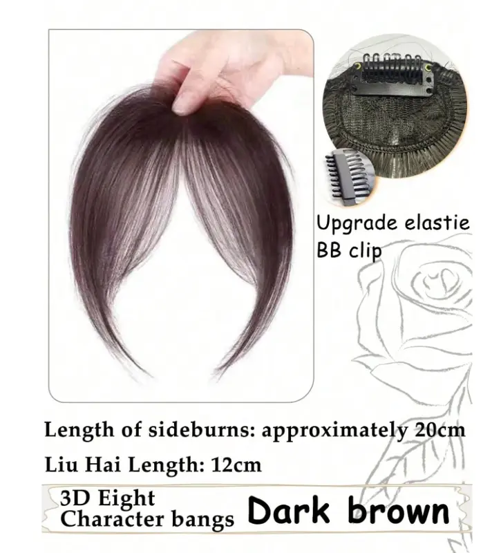 Synthetic Bangs, Natural Looking Thin, Invisible Clip-in Wigs, Short for Women 3